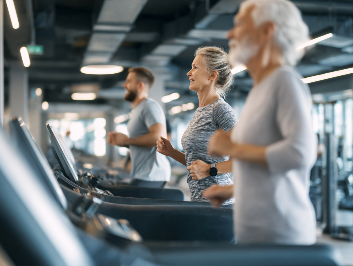 Професійні тренери працюють з клієнтами різного віку в сучасному фітнес-центрі